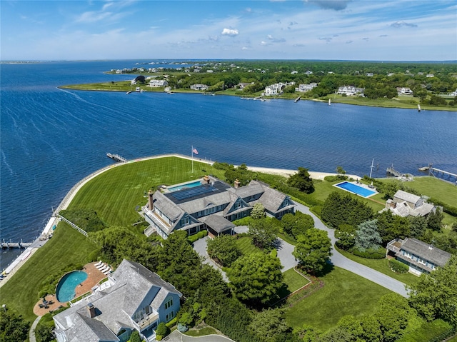 59 Shore Rd, Westhampton, NY 11977 - drone / aerial view of a nearby body of water and a pool