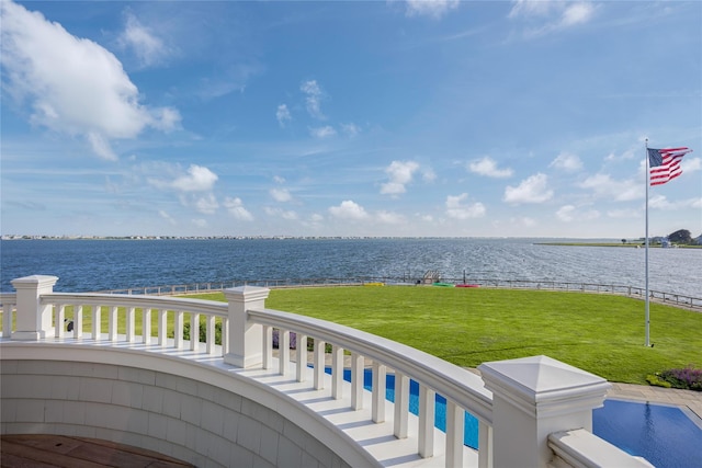 59 Shore Rd, Westhampton, NY 11977 - view of patio / terrace featuring a water view