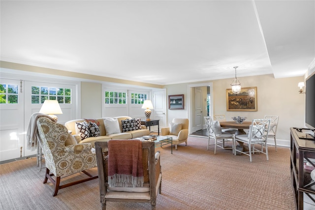 59 Shore Rd, Westhampton, NY 11977 - living room with ornamental molding and baseboards