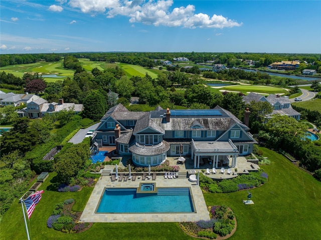 59 Shore Rd, Westhampton, NY 11977 - view from above of property with a golf club and a nearby body of water