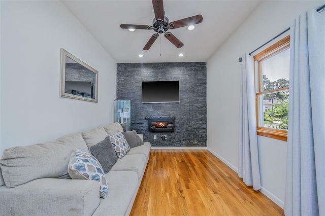 41 W 21st St, Deer Park, NY 11729 - living room featuring ceiling fan, light wood-type flooring, and recessed lighting