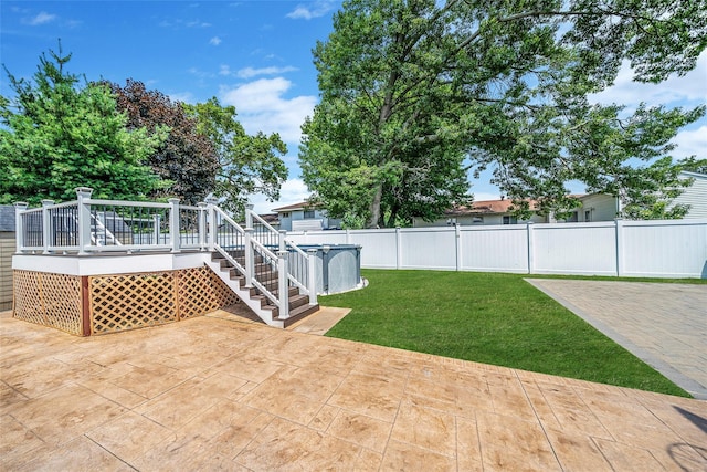 41 W 21st St, Deer Park, NY 11729 - view of yard with a patio, a wooden deck, and stairs