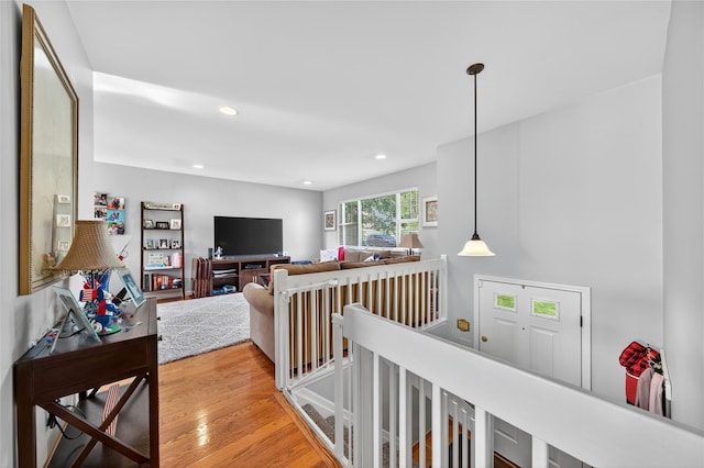 3 Stanford Dr, Highland Mills, NY 10930 - corridor featuring wood finished floors, recessed lighting, and an upstairs landing