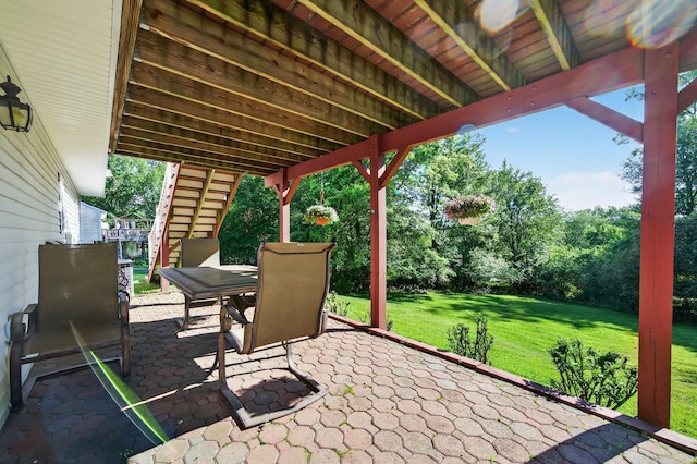 3 Stanford Dr, Highland Mills, NY 10930 - view of patio featuring outdoor dining space and stairway