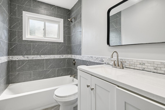 43 Walton St, Brentwood, NY 11717 - bathroom featuring vanity, shower / washtub combination, and tile walls