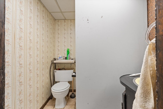 51-23 71st St, Woodside, NY 11377 - bathroom featuring vanity, a drop ceiling, and tile patterned flooring