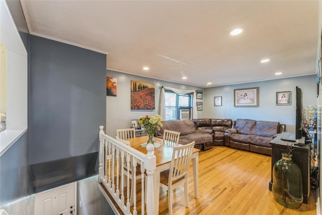 217-22 73rd Ave Upper, Upper, Oakland Gardens, NY 11364 - living area featuring light wood-style flooring, recessed lighting, and ornamental molding