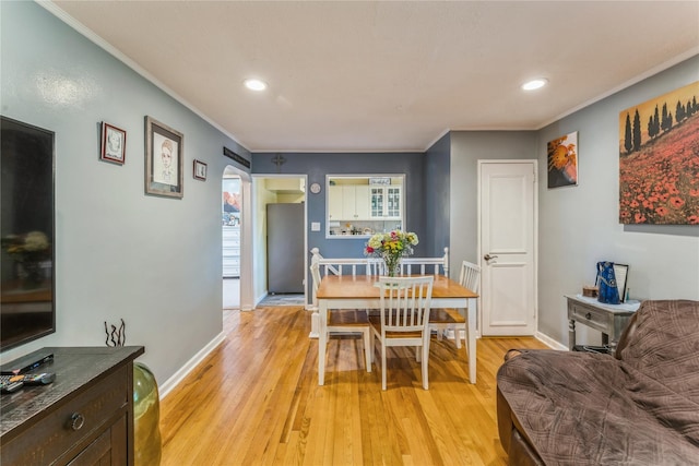 217-22 73rd Ave Upper, Upper, Oakland Gardens, NY 11364 - dining area with crown molding, light wood finished floors, and recessed lighting