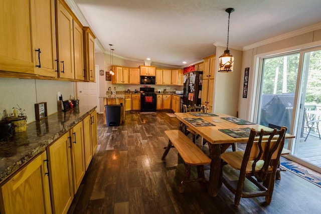 101 W Peenpack Trl, Sparrowbush, NY 12780 - dining space with dark wood-type flooring, crown molding, and recessed lighting