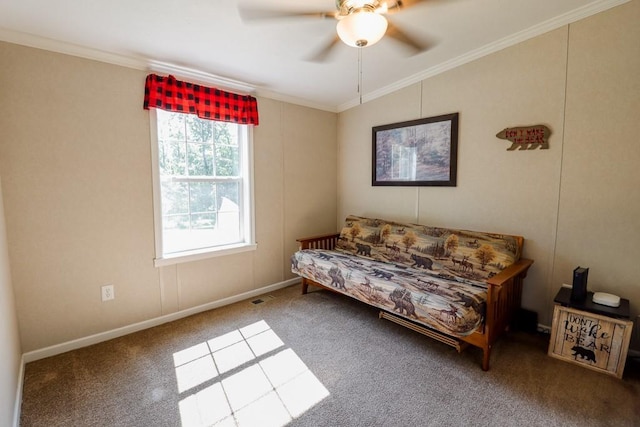 101 W Peenpack Trl, Sparrowbush, NY 12780 - sitting room featuring ceiling fan, carpet, and ornamental molding