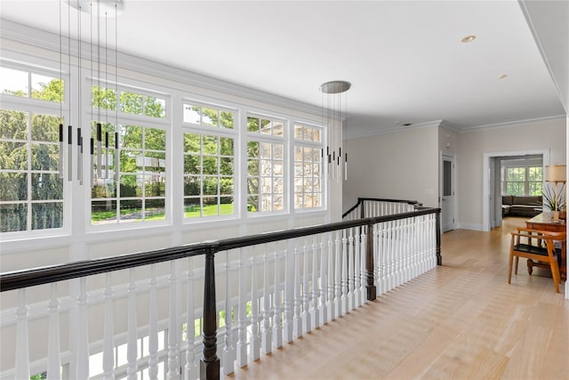 12 N Rd, Laurel Hollow, NY 11771 - hallway featuring light wood-type flooring and ornamental molding