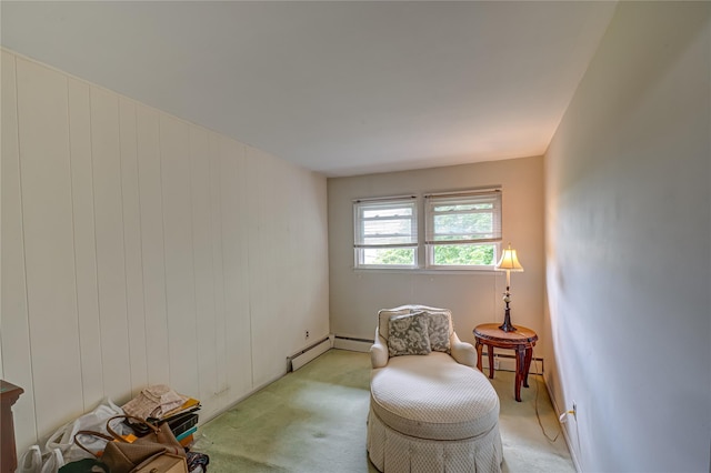 145 Fifty Acre Rd S, Smithtown, NY 11787 - living area featuring light colored carpet and a baseboard radiator