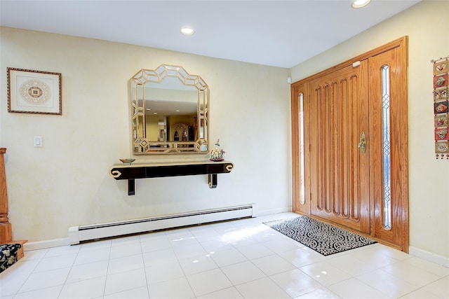 7015 170th St, Fresh Meadows, NY 11365 - foyer with a baseboard heating unit and recessed lighting