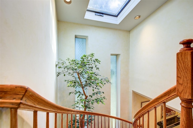 7015 170th St, Fresh Meadows, NY 11365 - stairway with a skylight and recessed lighting