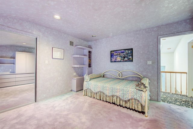 7015 170th St, Fresh Meadows, NY 11365 - bedroom featuring carpet floors, recessed lighting, and a textured wall