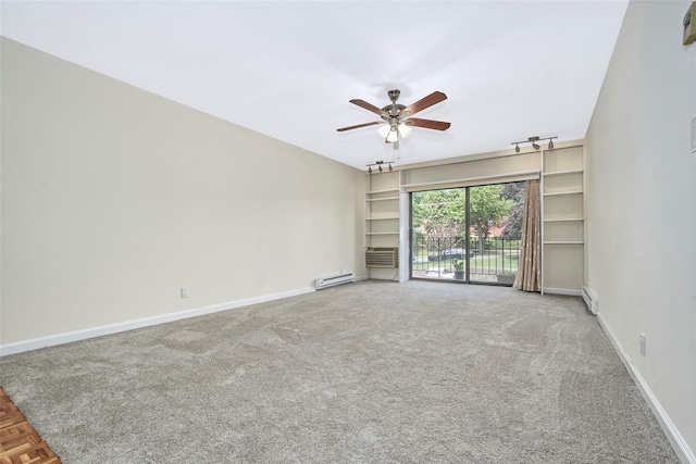 115 Dehaven Dr Unit 214, Yonkers, NY 10703 - spare room featuring a ceiling fan, a baseboard heating unit, baseboard heating, carpet floors, and cooling unit