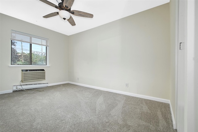 115 Dehaven Dr Unit 214, Yonkers, NY 10703 - carpeted spare room featuring a baseboard radiator, a wall mounted AC, and a ceiling fan