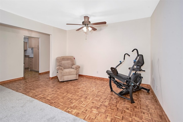 115 Dehaven Dr Unit 214, Yonkers, NY 10703 - workout area with a ceiling fan and baseboards