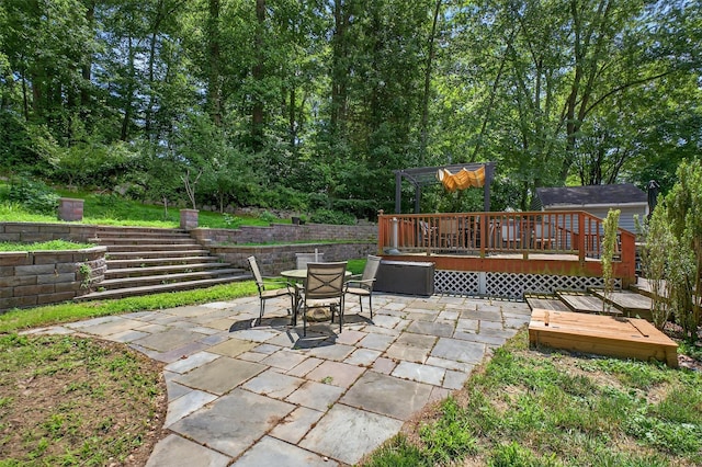 3324 Sycamore Ln, Yorktown Heights, NY 10598 - view of patio featuring a deck, stairs, and outdoor dining space