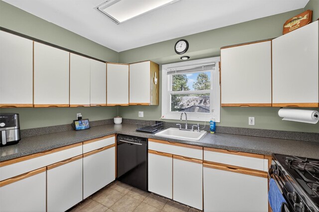 3324 Sycamore Ln, Yorktown Heights, NY 10598 - kitchen featuring black appliances, white cabinets, light tile patterned floors, and dark countertops