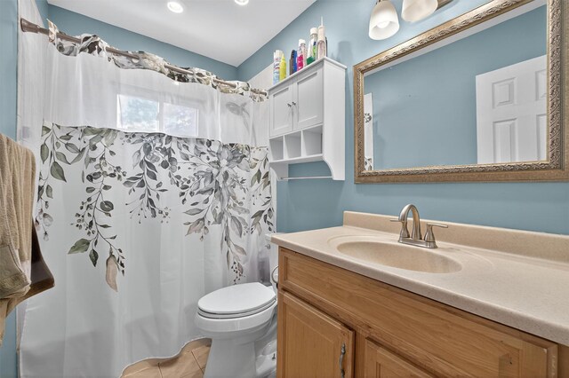3324 Sycamore Ln, Yorktown Heights, NY 10598 - bathroom with vanity, tile patterned flooring, and a shower with shower curtain