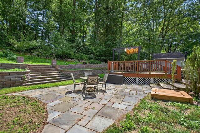 3324 Sycamore Ln, Yorktown Heights, NY 10598 - view of patio featuring a deck, stairs, and outdoor dining space