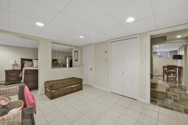 3309 Balsam St, Oceanside, NY 11572 - living area with a paneled ceiling and recessed lighting