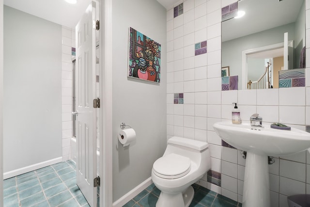 70 Hickory St, Blauvelt, NY 10913 - bathroom featuring tile walls and tile patterned floors