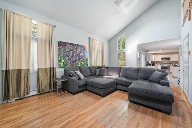 70 Hickory St, Blauvelt, NY 10913 - living room with high vaulted ceiling and light wood finished floors