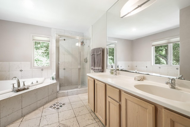 70 Hickory St, Blauvelt, NY 10913 - full bathroom with a bath, a shower stall, and double vanity