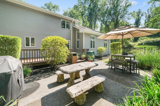 70 Hickory St, Blauvelt, NY 10913 - view of patio / terrace featuring outdoor dining space, a wooden deck, and a grill