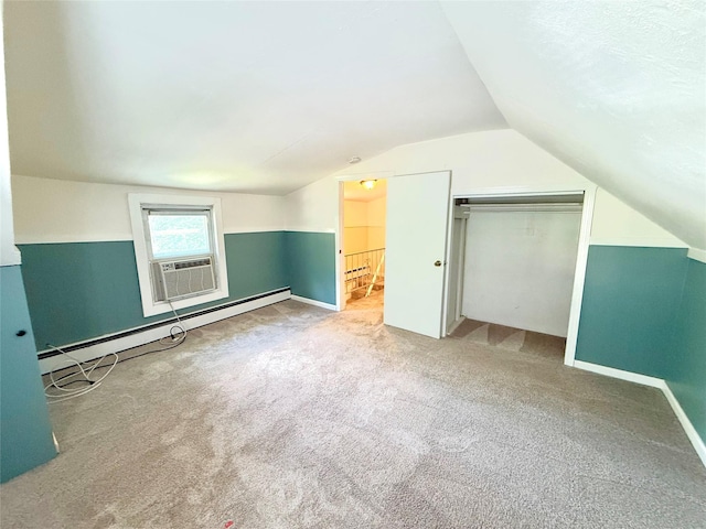 55 Red Mill Rd, Cortlandt Manor, NY 10567 - additional living space with cooling unit, vaulted ceiling, baseboard heating, and carpet floors