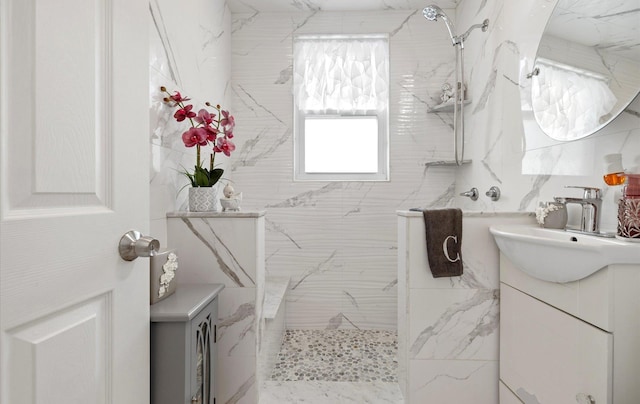 96-36 149th Ave, Ozone Park, NY 11417 - bathroom featuring vanity and a marble finish shower
