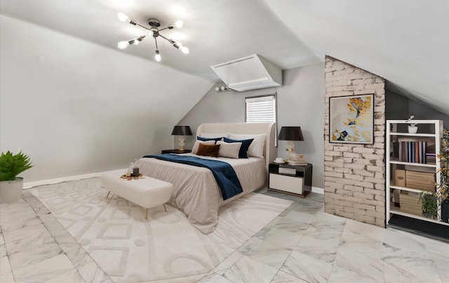 96-36 149th Ave, Ozone Park, NY 11417 - bedroom featuring vaulted ceiling and marble finish floors