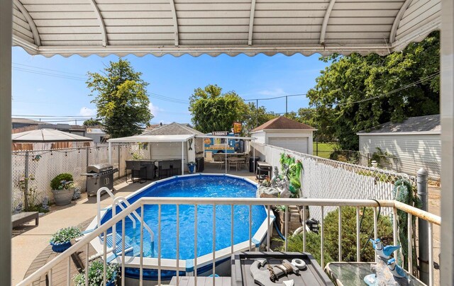 96-36 149th Ave, Ozone Park, NY 11417 - view of pool with area for grilling, a fenced backyard, a patio area, and outdoor dining area