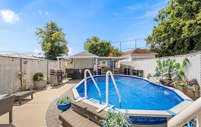 96-36 149th Ave, Ozone Park, NY 11417 - view of swimming pool with grilling area, a fenced backyard, and a patio