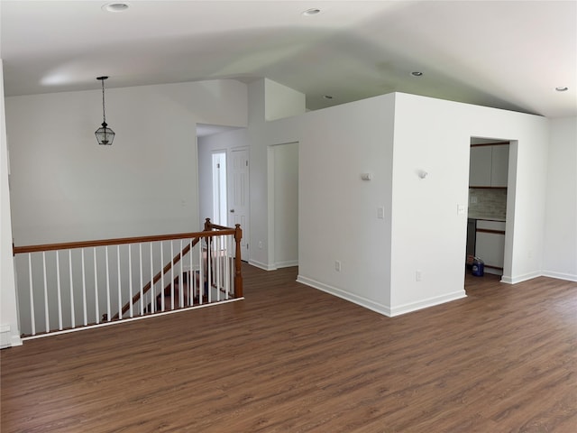 5760 Rte 82, Clinton Corners, NY 12514 - spare room featuring lofted ceiling, dark wood-style floors, and recessed lighting