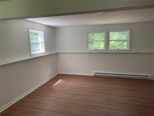 5760 Rte 82, Clinton Corners, NY 12514 - empty room featuring a baseboard heating unit and dark wood-style flooring