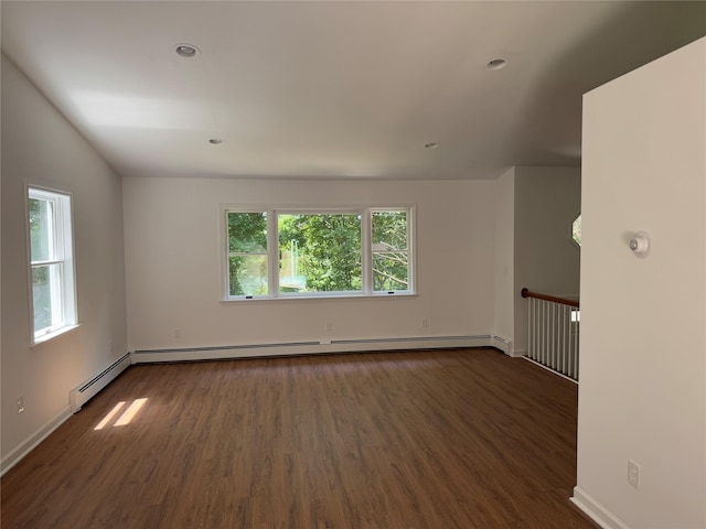 5760 Rte 82, Clinton Corners, NY 12514 - unfurnished room featuring healthy amount of natural light, dark wood-type flooring, baseboard heating, and recessed lighting
