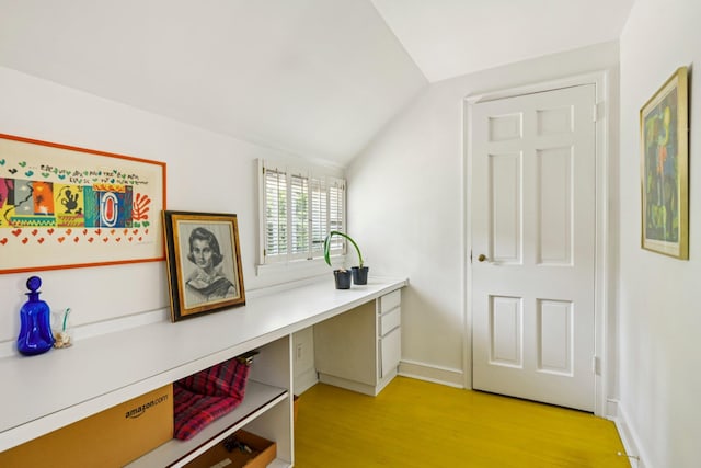 21 Orchard Dr, East Williston, NY 11596 - office area with light wood-style floors and lofted ceiling