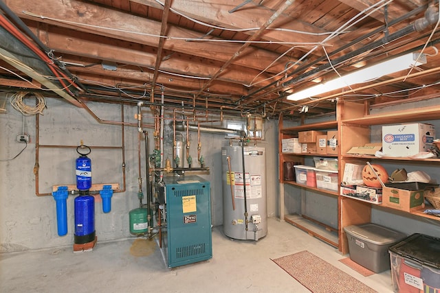 3665 Centerview Ave, Wantagh, NY 11793 - unfinished below grade area featuring gas water heater and a heating unit