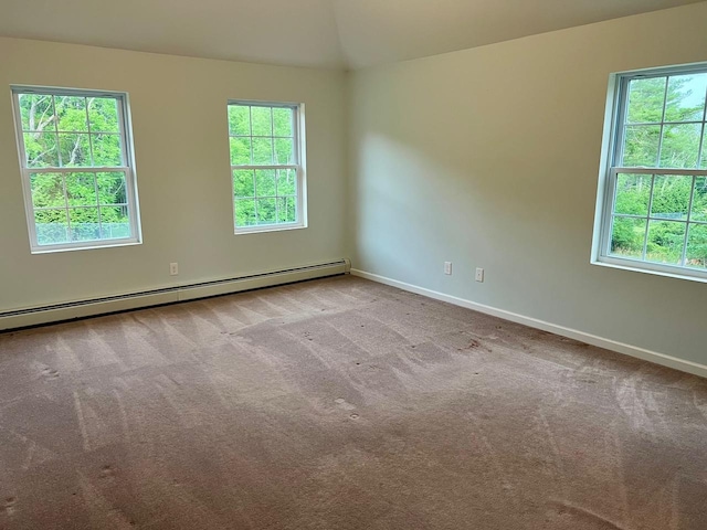 232 Minisink Tpke, Westtown, NY 10998 - empty room with plenty of natural light, baseboard heating, carpet flooring, and lofted ceiling