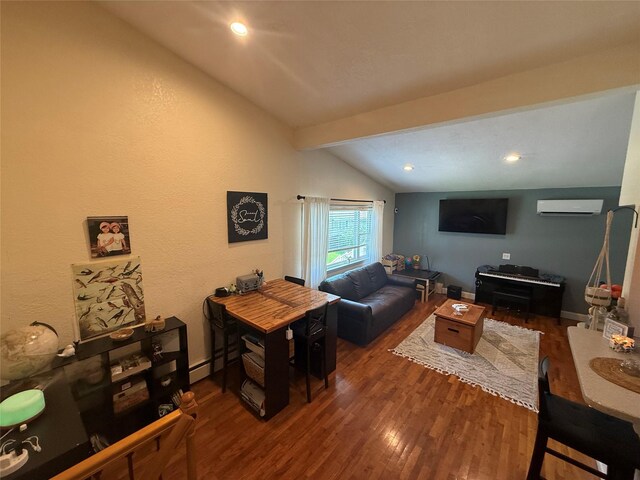 7 Walnut Ct, Goshen, NY 10924 - living room with a wall unit AC, wood finished floors, and recessed lighting