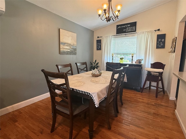 7 Walnut Ct, Goshen, NY 10924 - dining area with vaulted ceiling, a chandelier, and wood finished floors