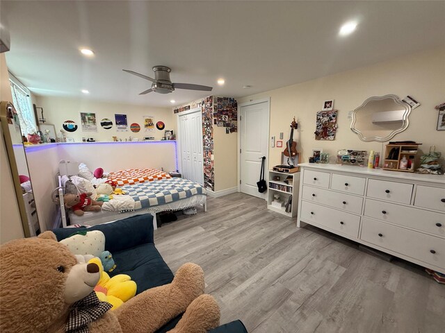 7 Walnut Ct, Goshen, NY 10924 - bedroom with recessed lighting, light wood-type flooring, and ceiling fan