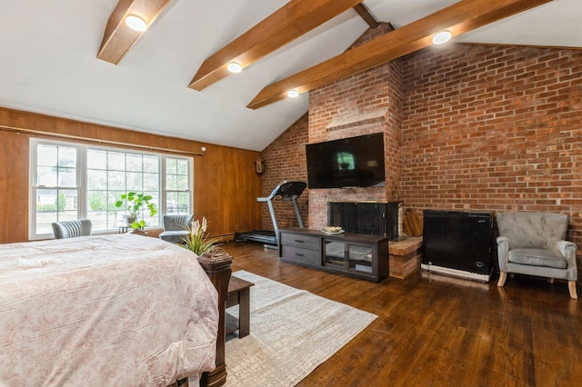 114 Birchwood Park Dr, Syosset, NY 11791 - bedroom with wood-type flooring and a fireplace