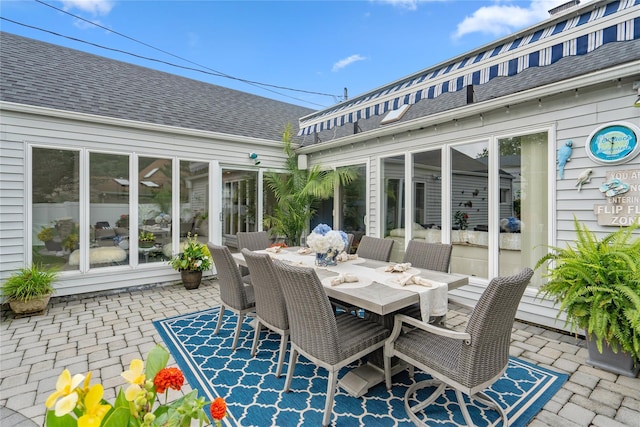 55 Duckpond Dr N, Wantagh, NY 11793 - view of patio featuring outdoor dining space