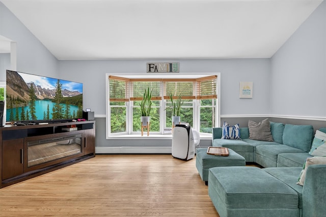 411 Fair Oaks Rd, Middletown, NY 10940 - living room featuring wood finished floors and vaulted ceiling