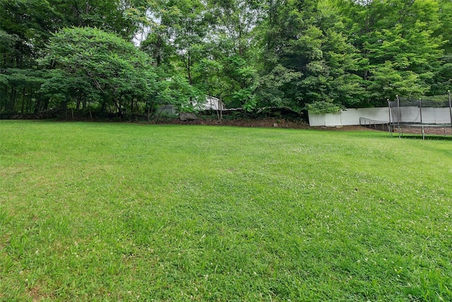 411 Fair Oaks Rd, Middletown, NY 10940 - view of green lawn featuring a trampoline