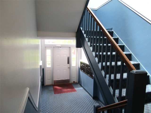 324 Post Ave Apt 8-J, Westbury, NY 11590 - staircase featuring carpet